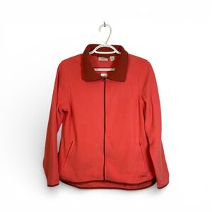 LL Bean Womens Fleece Full Zip Jacket Sunlit Coral Size S Pet Lightweight  NWT